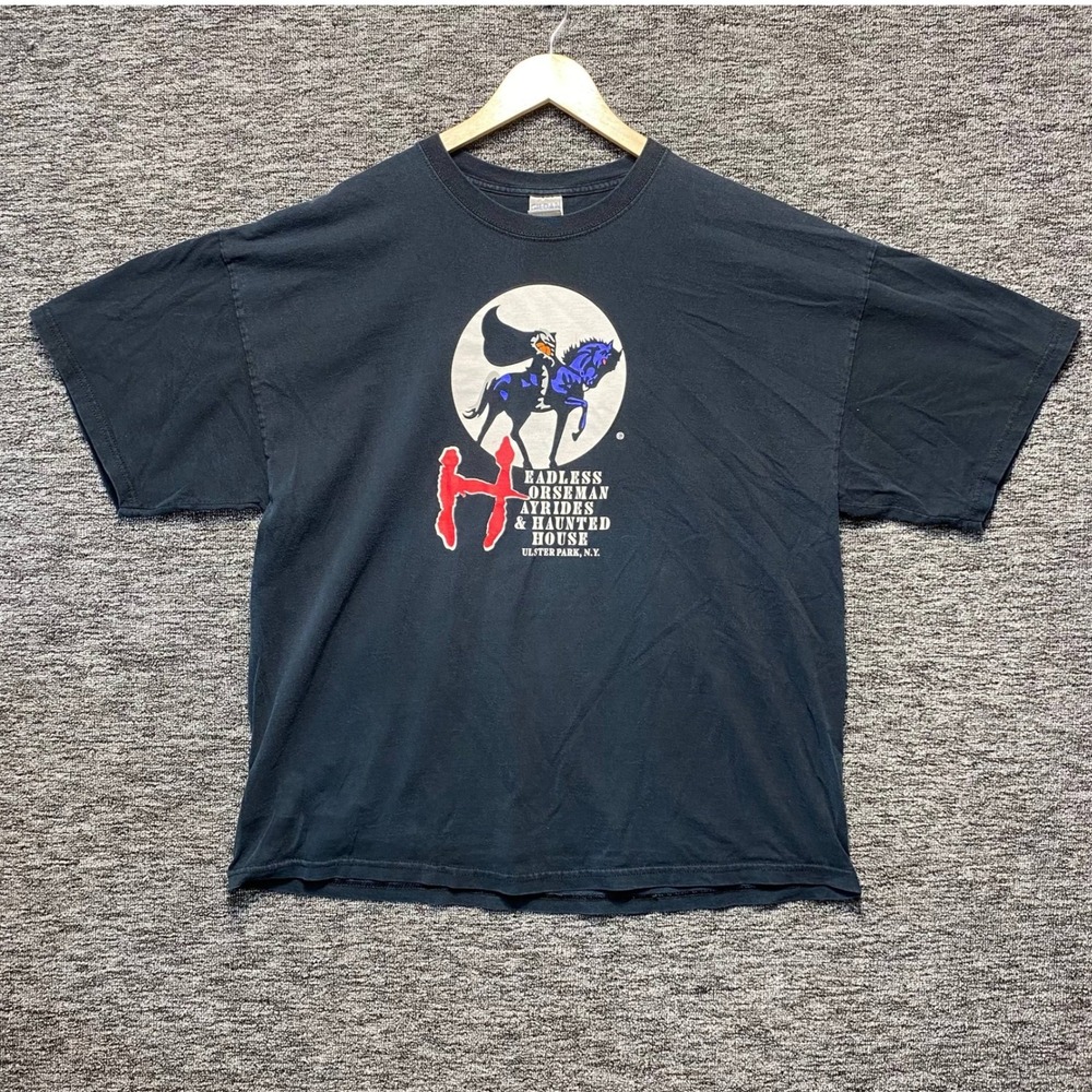 VTG Headless Horseman Haunted House T Shirt 2XL Black Horror New York Nightmare